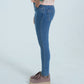 Light blue slim denim side view