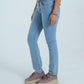 Light blue straight fit jeans side view