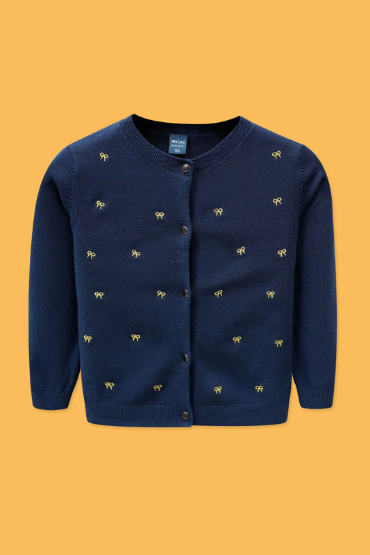 Little Girls’ Ink Blue Cotton Cardigan