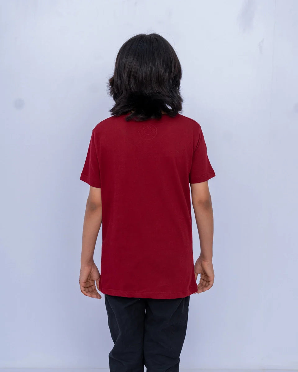 Little Girls’ Maroon Graphic Tee back view