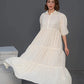 Women Long Frock Dress Shirt – Cream - Harwage