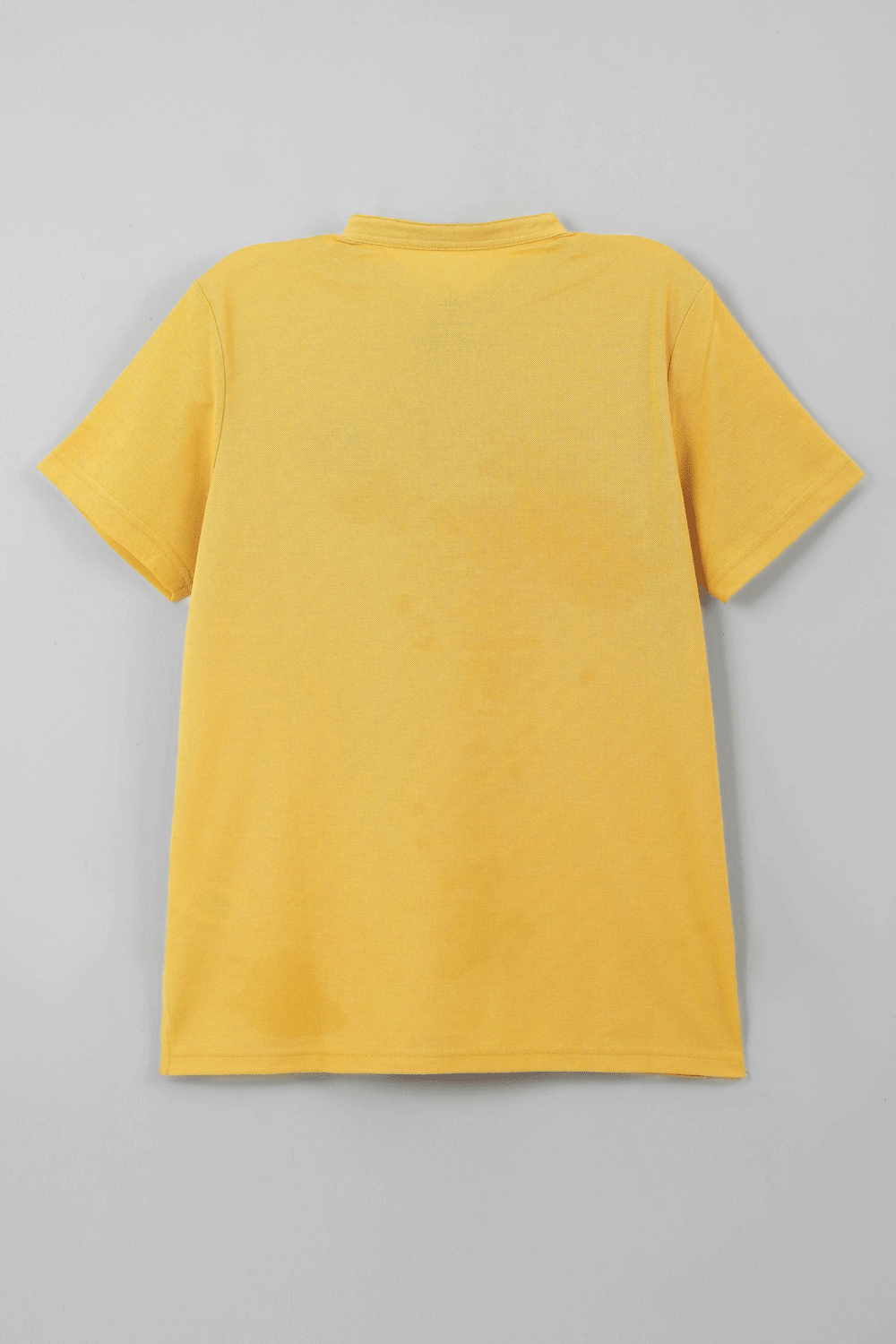 MEN BAND COLLLAR POLO SHIRT- SUNLIGHT YELLOW
