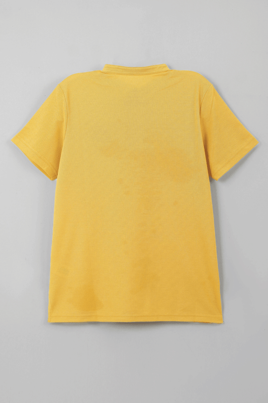 MEN BAND COLLLAR POLO SHIRT- SUNLIGHT YELLOW