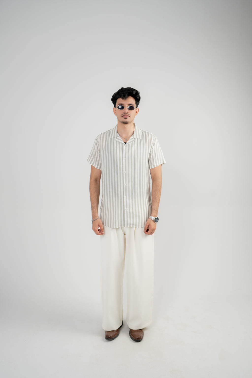Men's Casual Shirt – Cream Stripe
