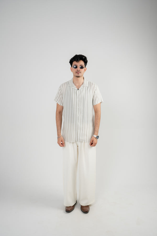 Men's Casual Shirt – Cream Stripe