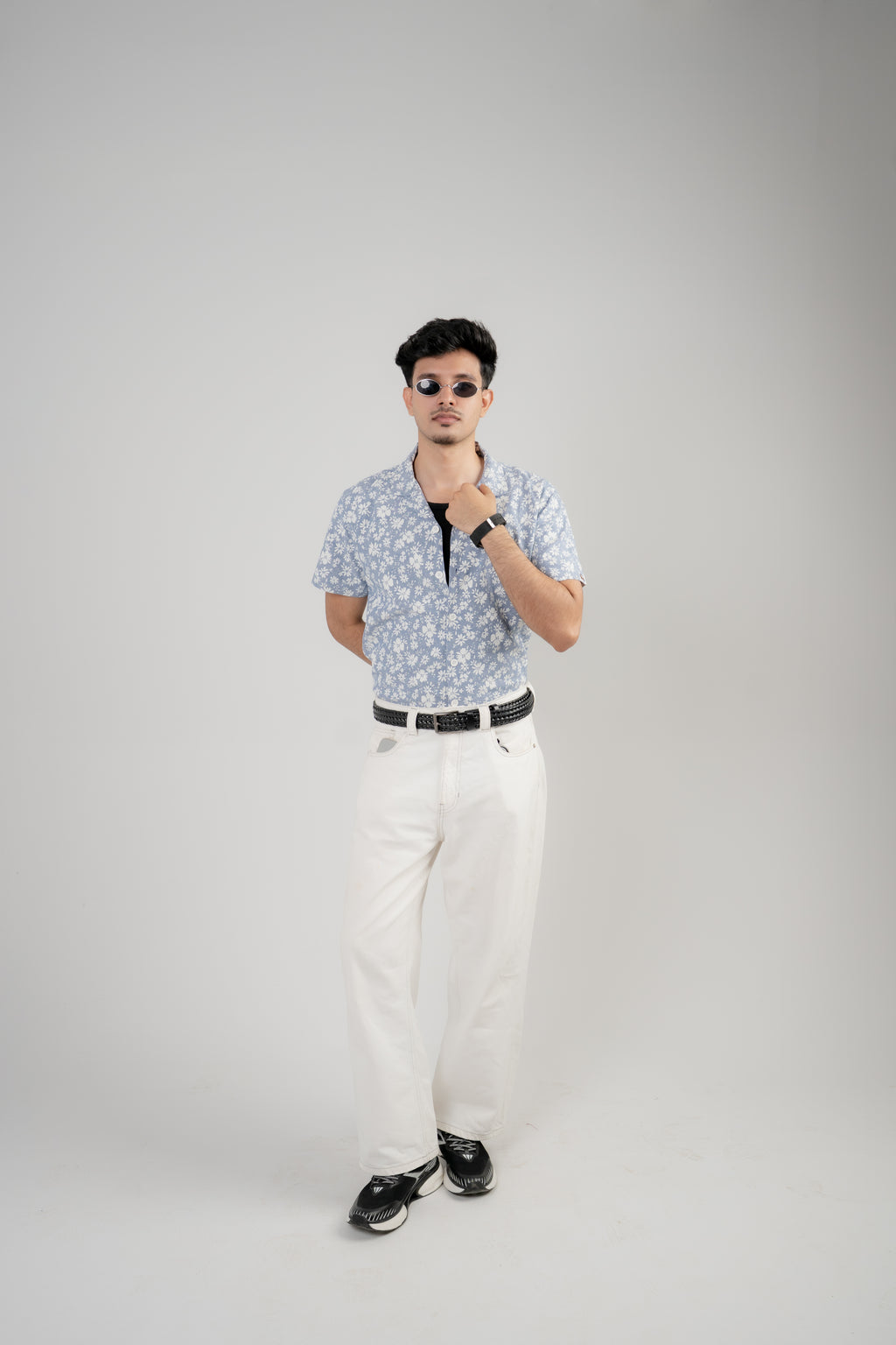 Men's Casual Shirt – Blue Floral