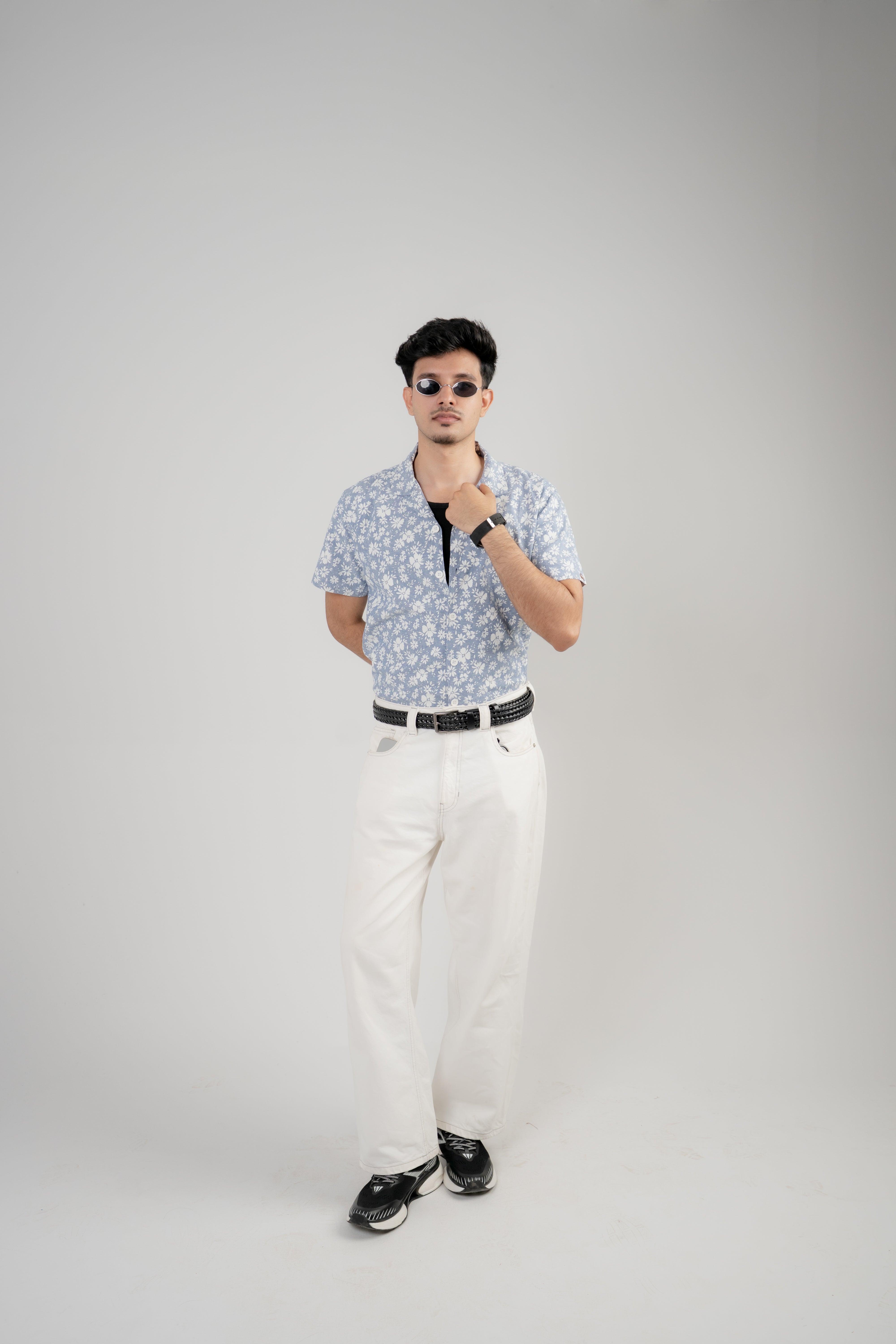 Men's Casual Shirt – Blue Floral