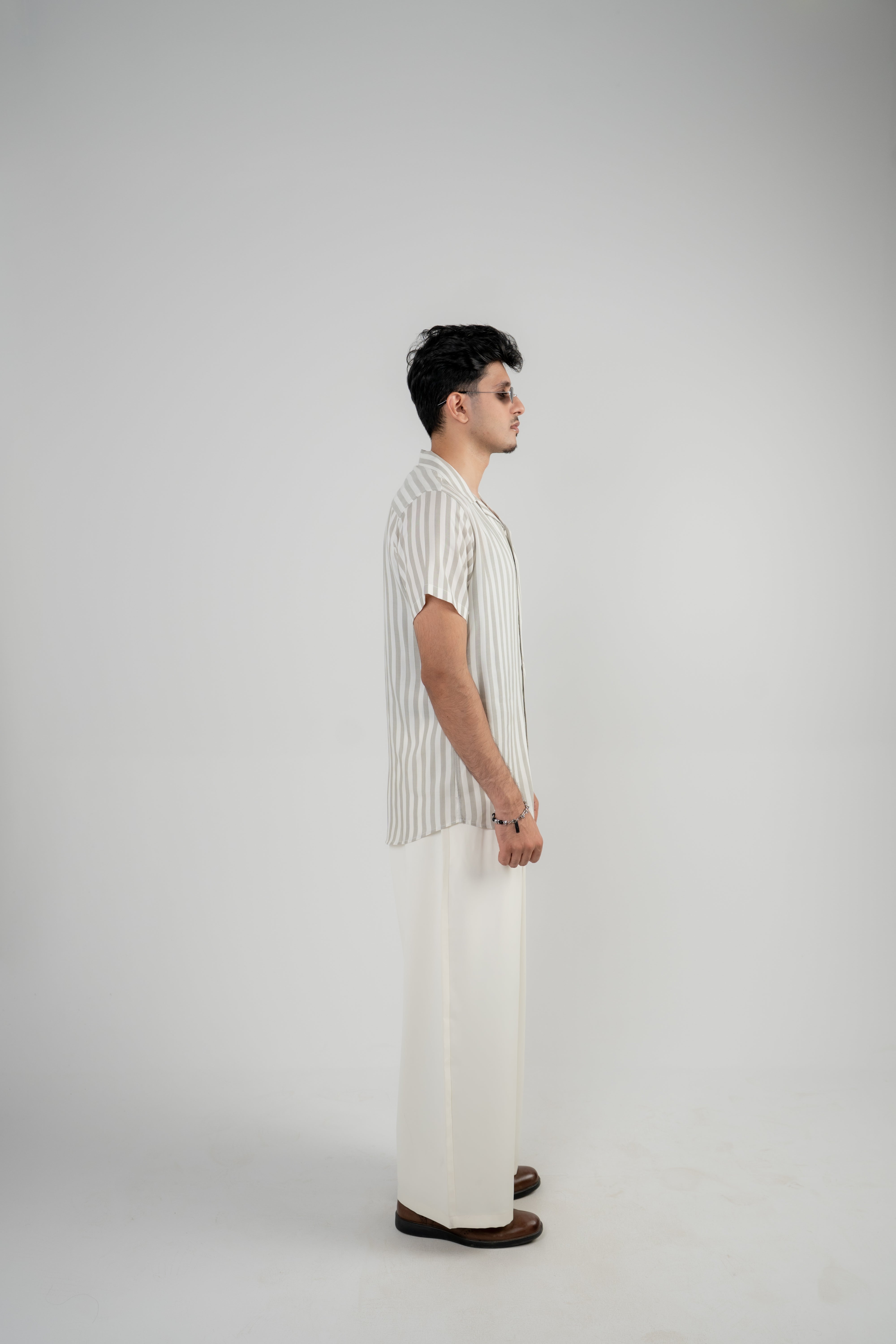 Men's Casual Shirt – Cream Stripe