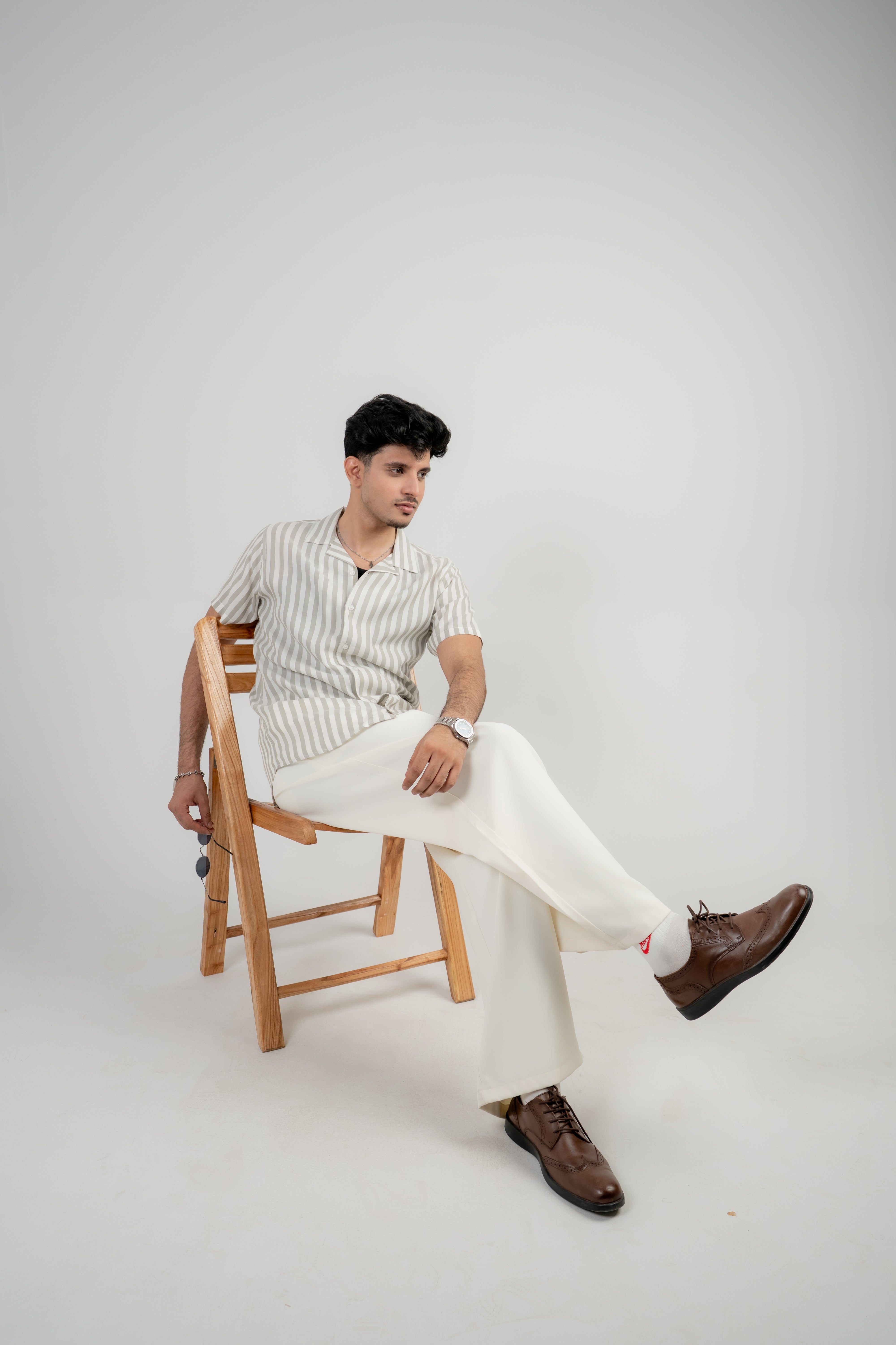 Men's Casual Shirt – Cream Stripe