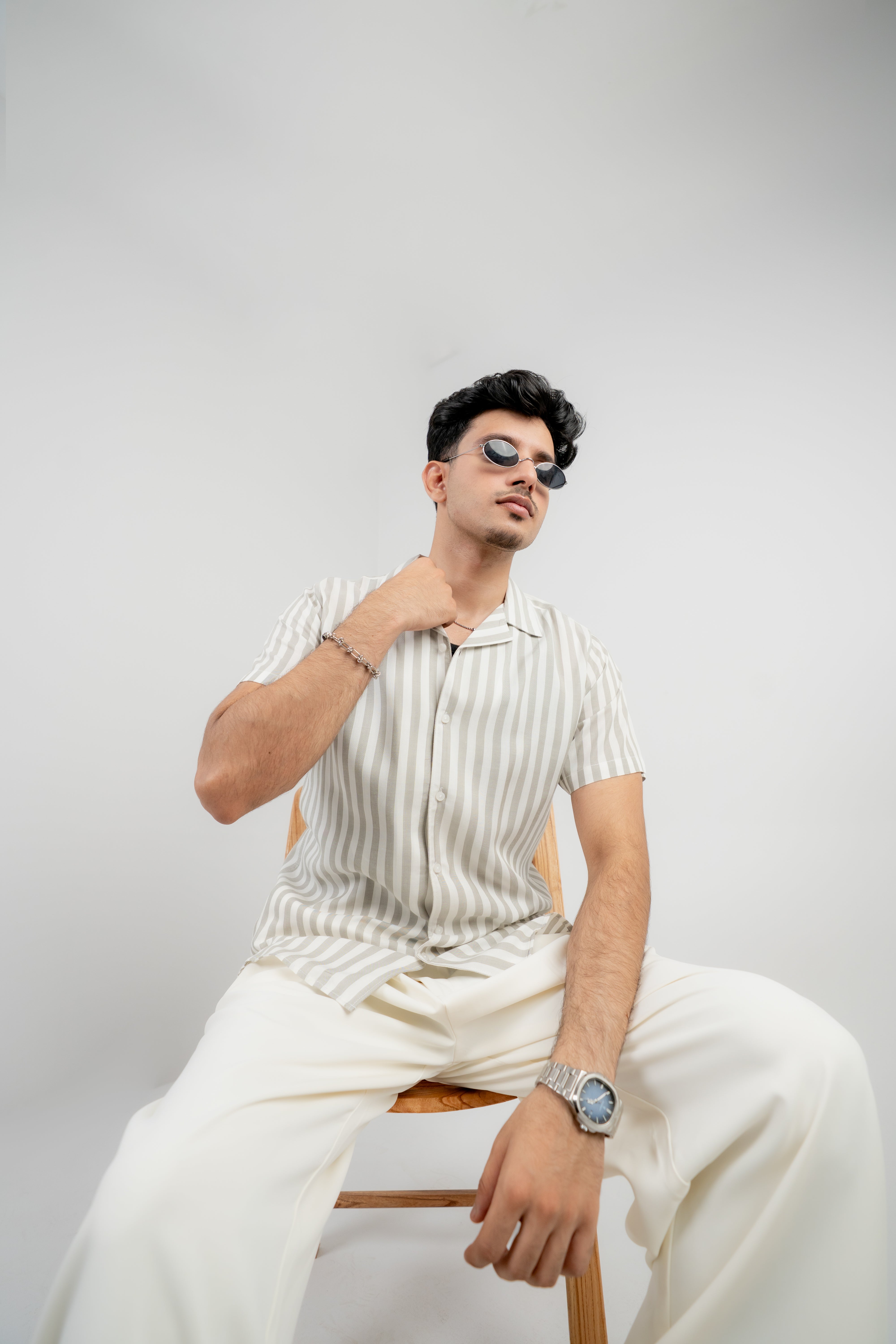Men's Casual Shirt – Cream Stripe