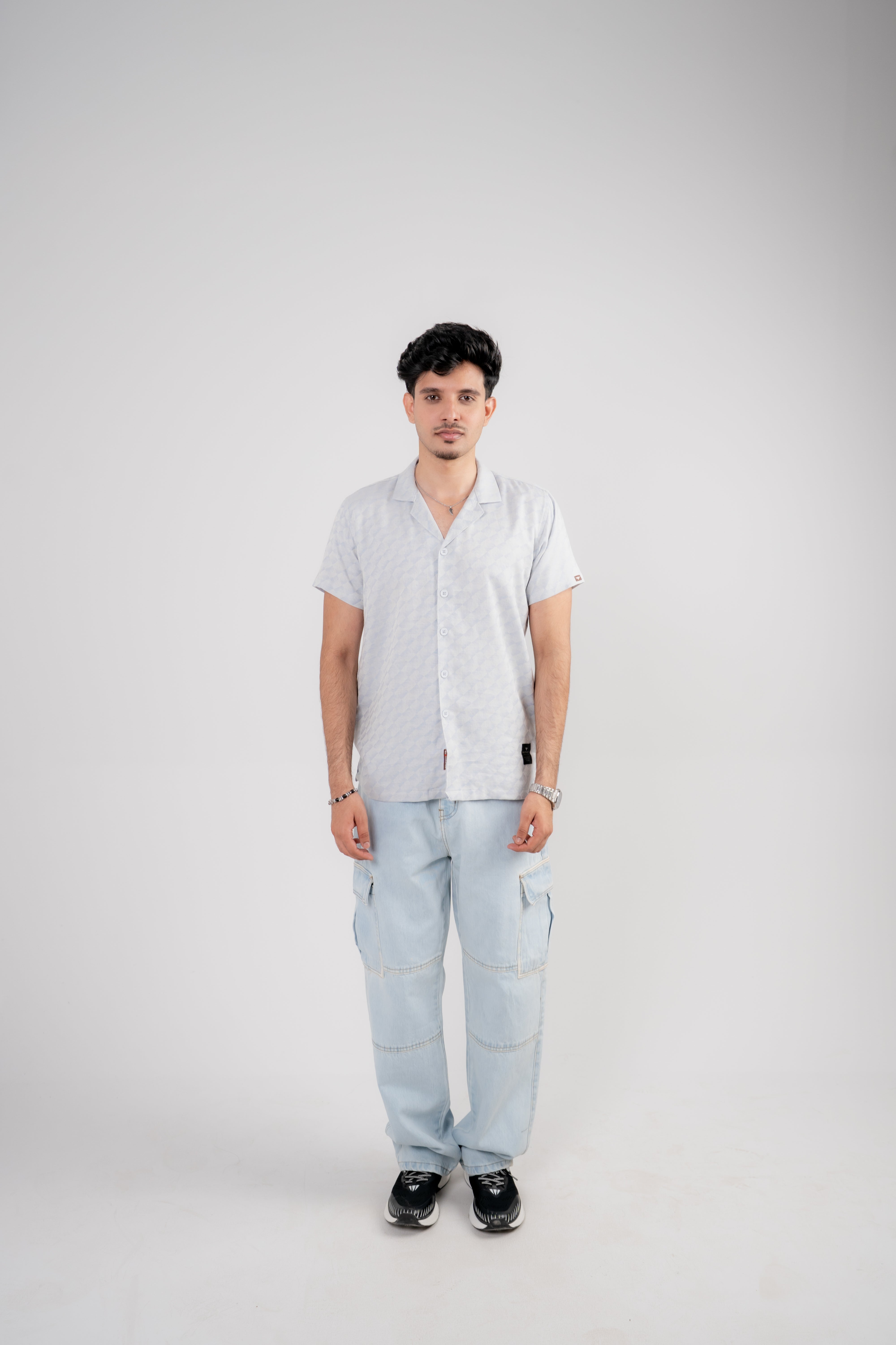 Men's Casual Resort Collar Shirt - Grey
