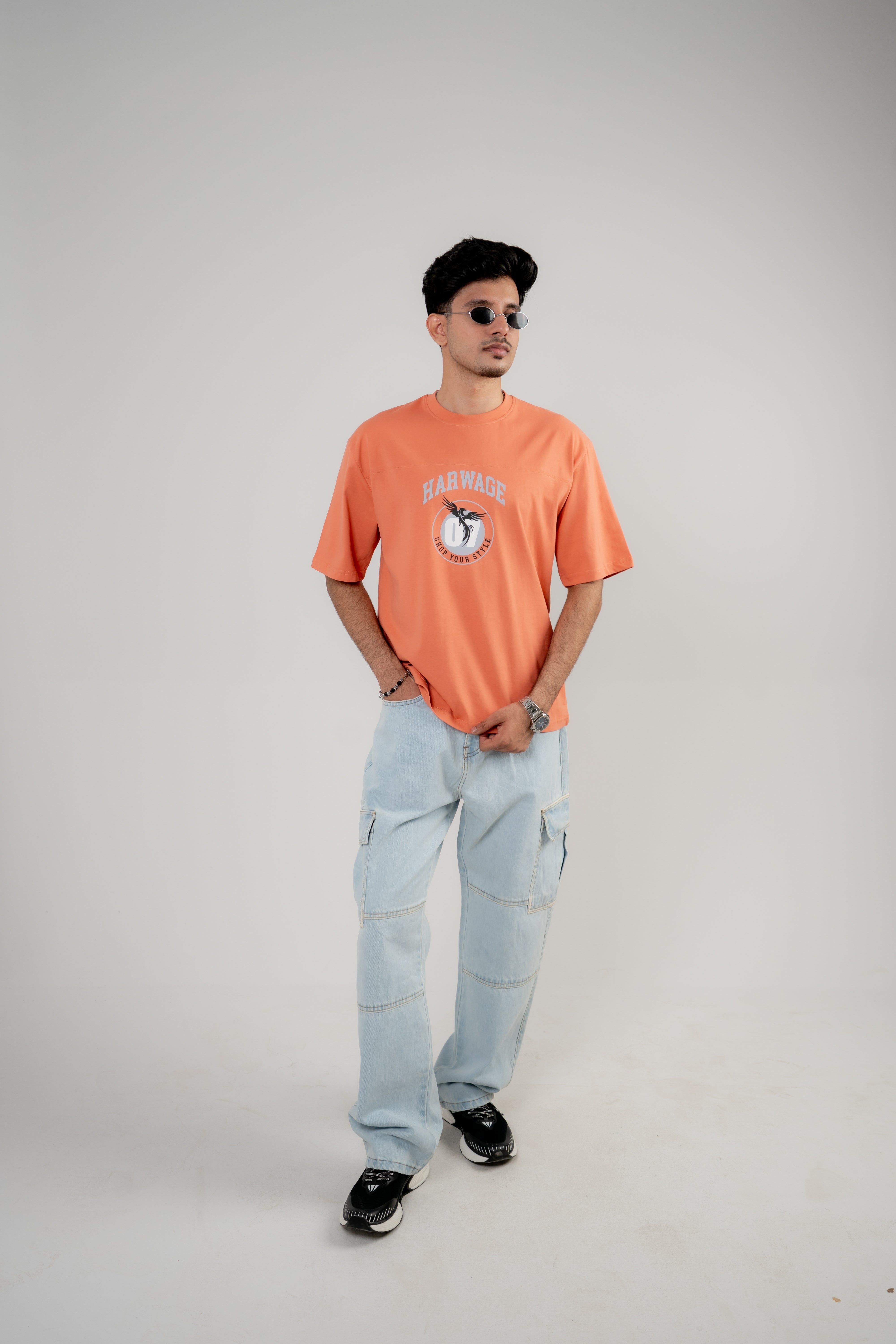 Round Neck Half Sleeves T-Shirt- Crabapple