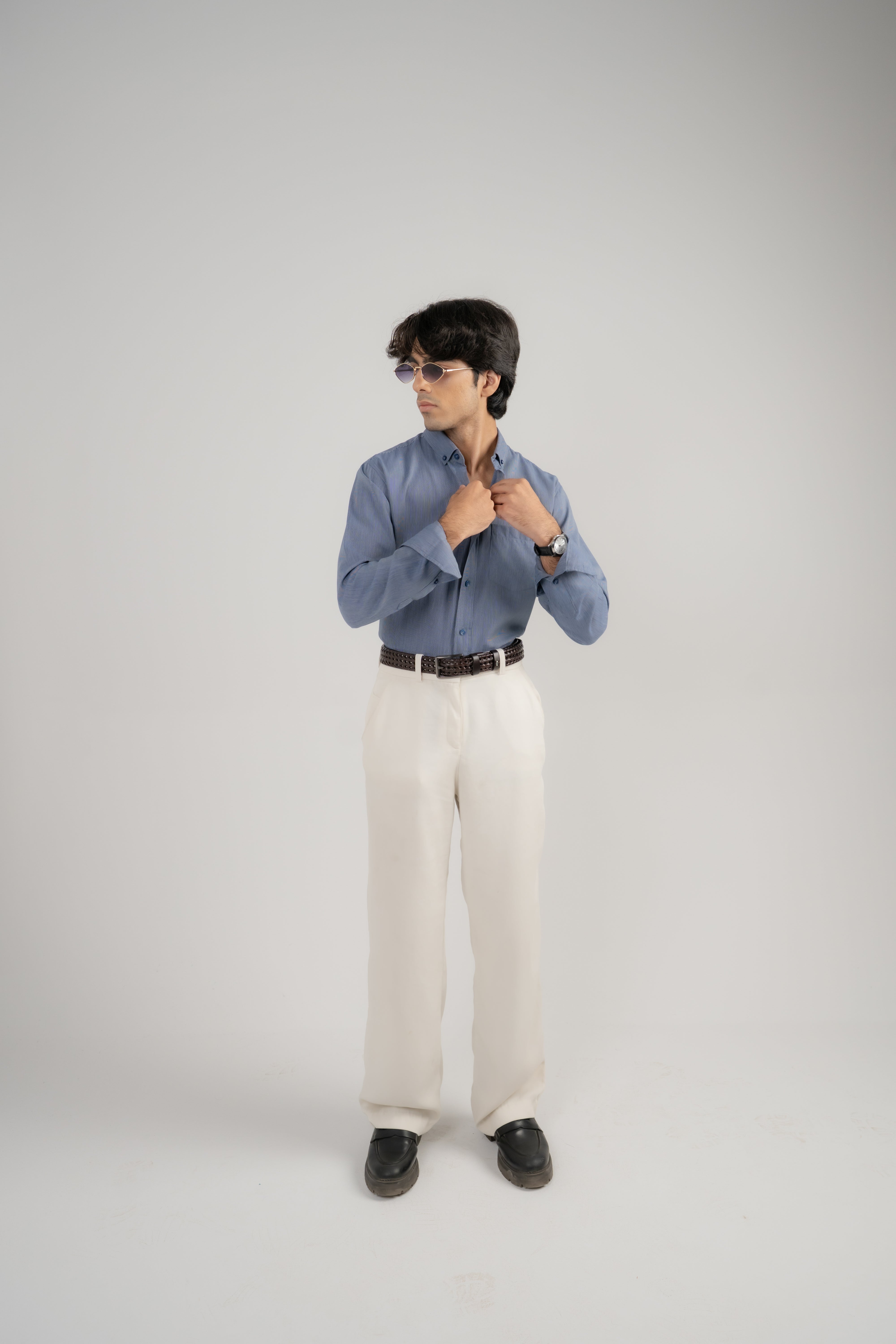 Men Casual Shirt Full Sleeves- Blue