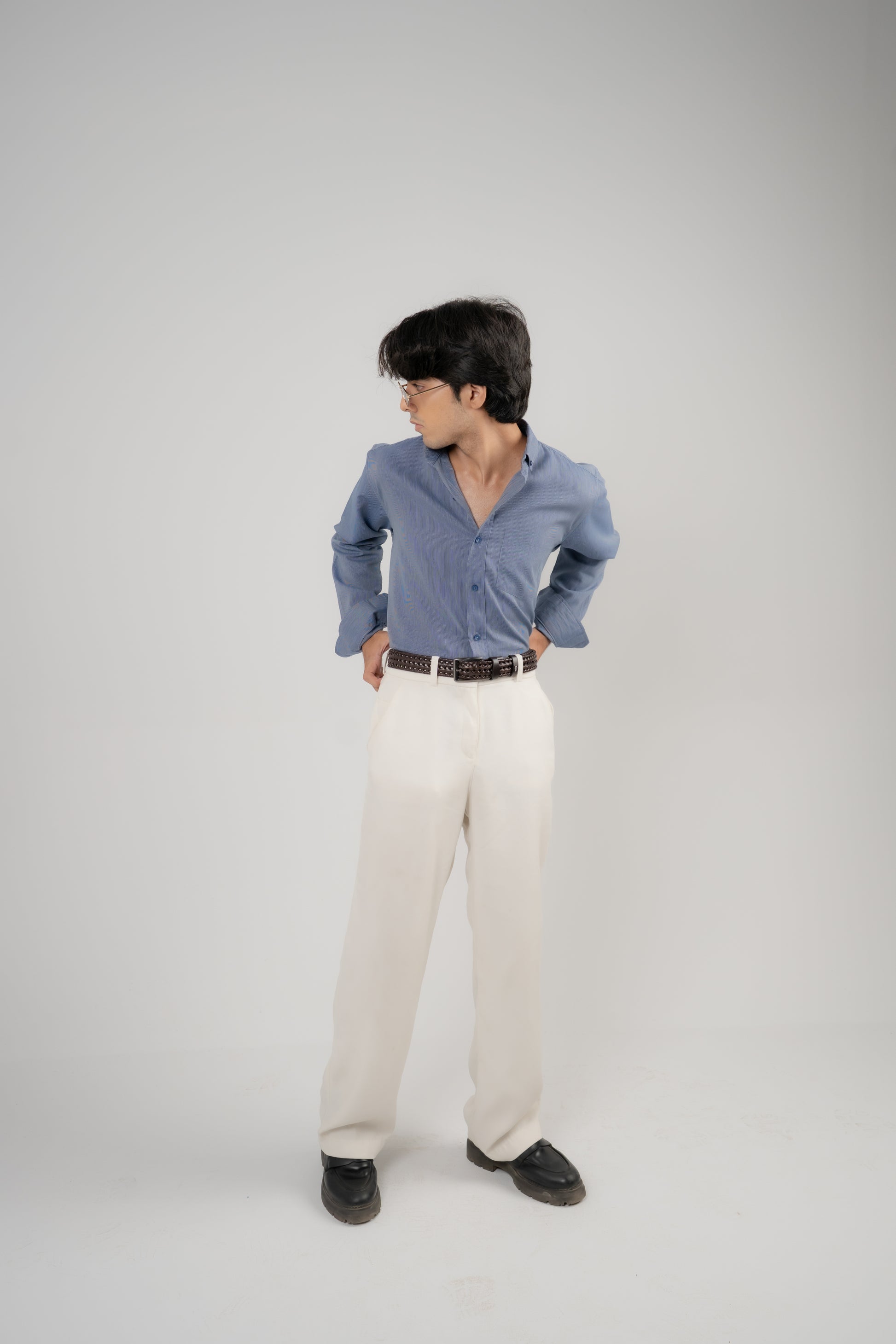 Men Casual Shirt Full Sleeves- Blue