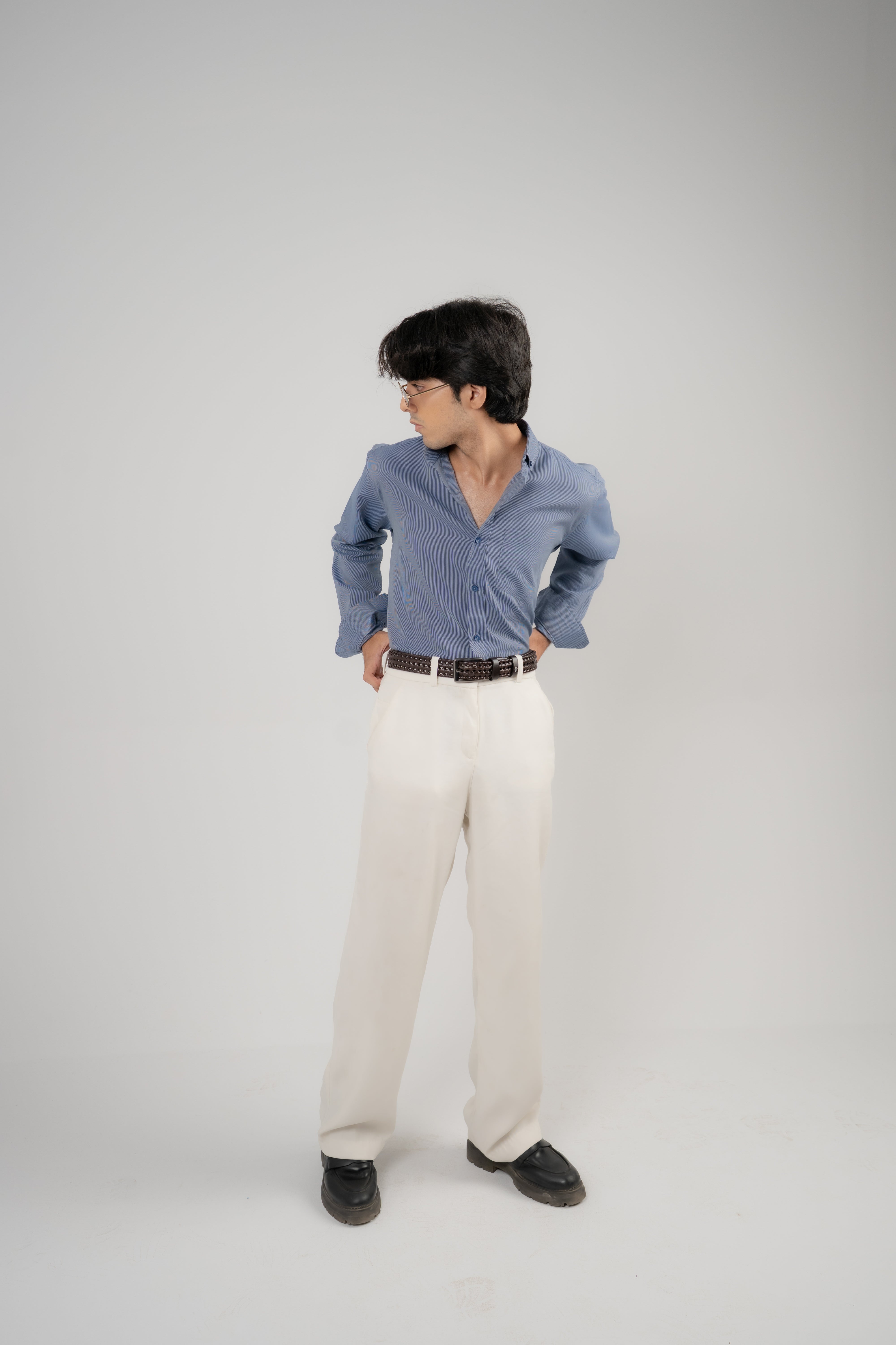 Men Casual Shirt Full Sleeves- Blue
