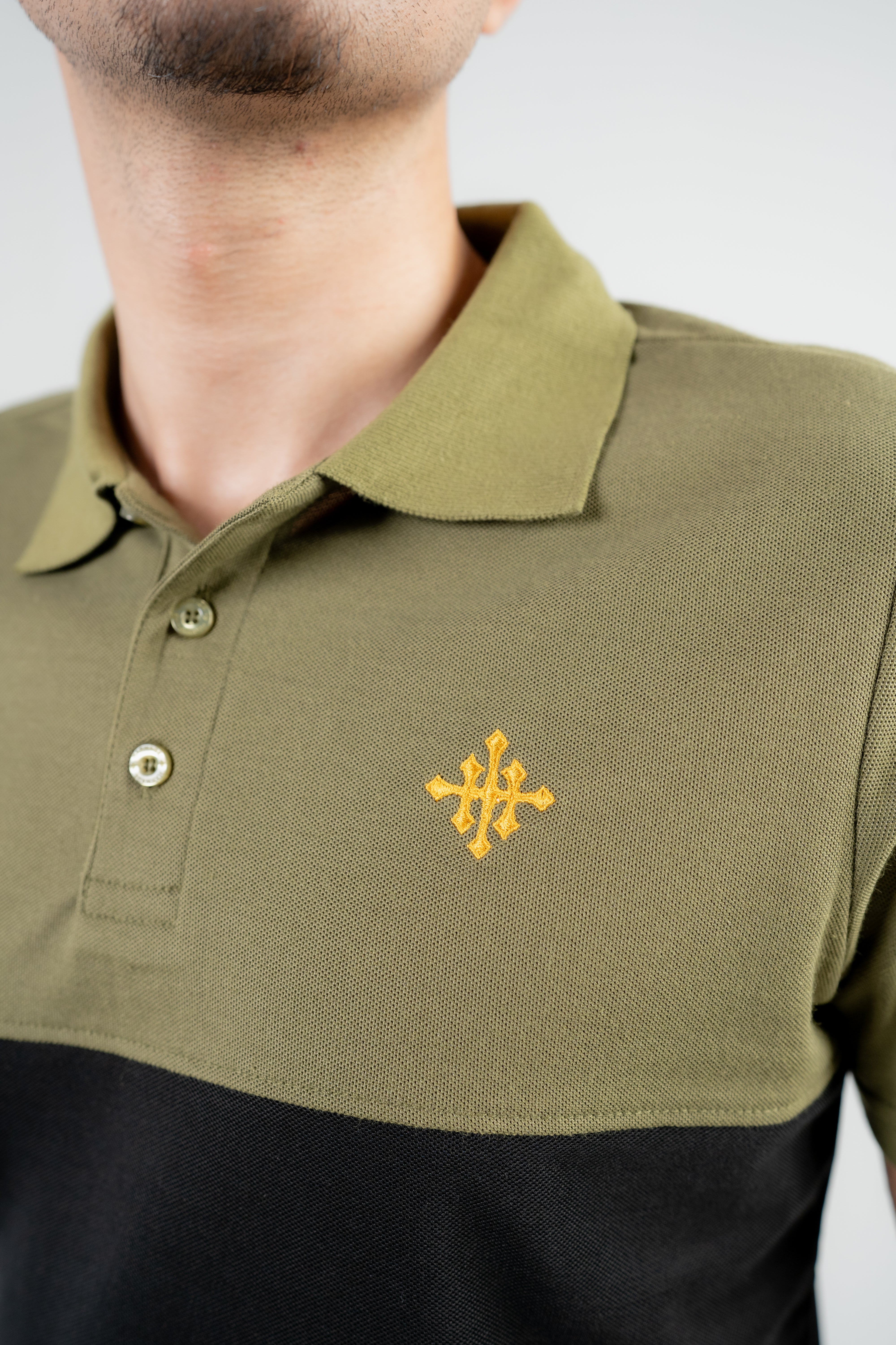 Men Cutline Polo Shirt - Olive/Black