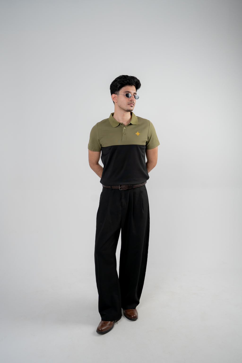 Men Cutline Polo Shirt - Olive/Black