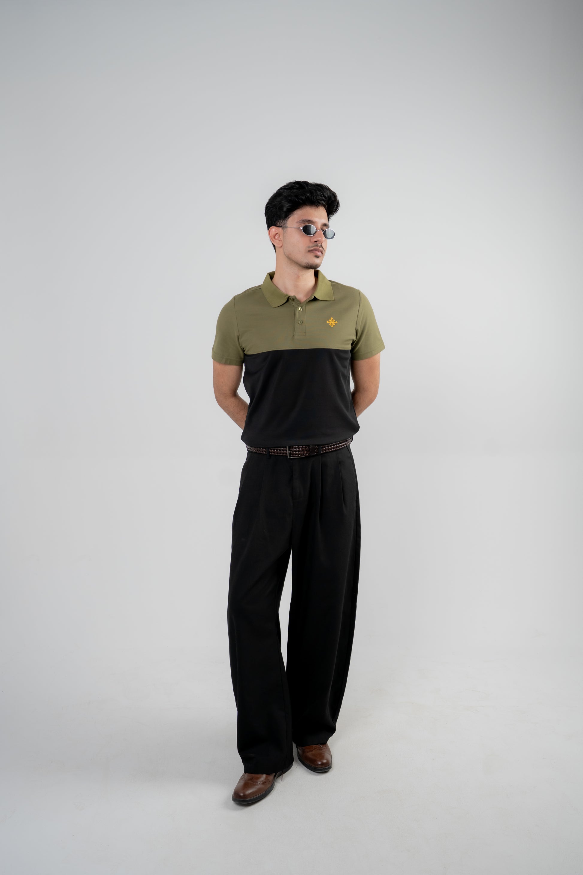 Men Cutline Polo Shirt - Olive/Black