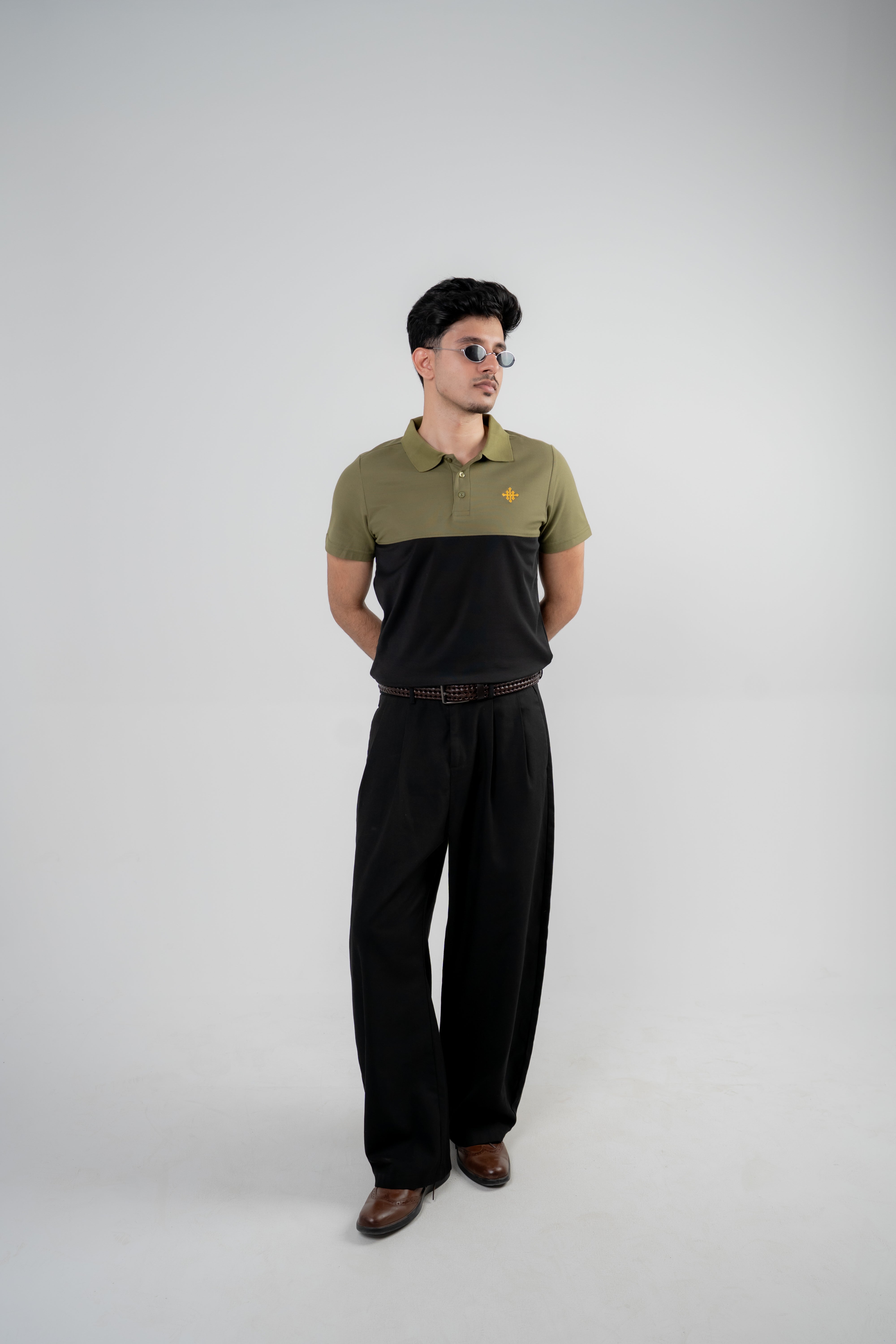 Men Cutline Polo Shirt - Olive/Black