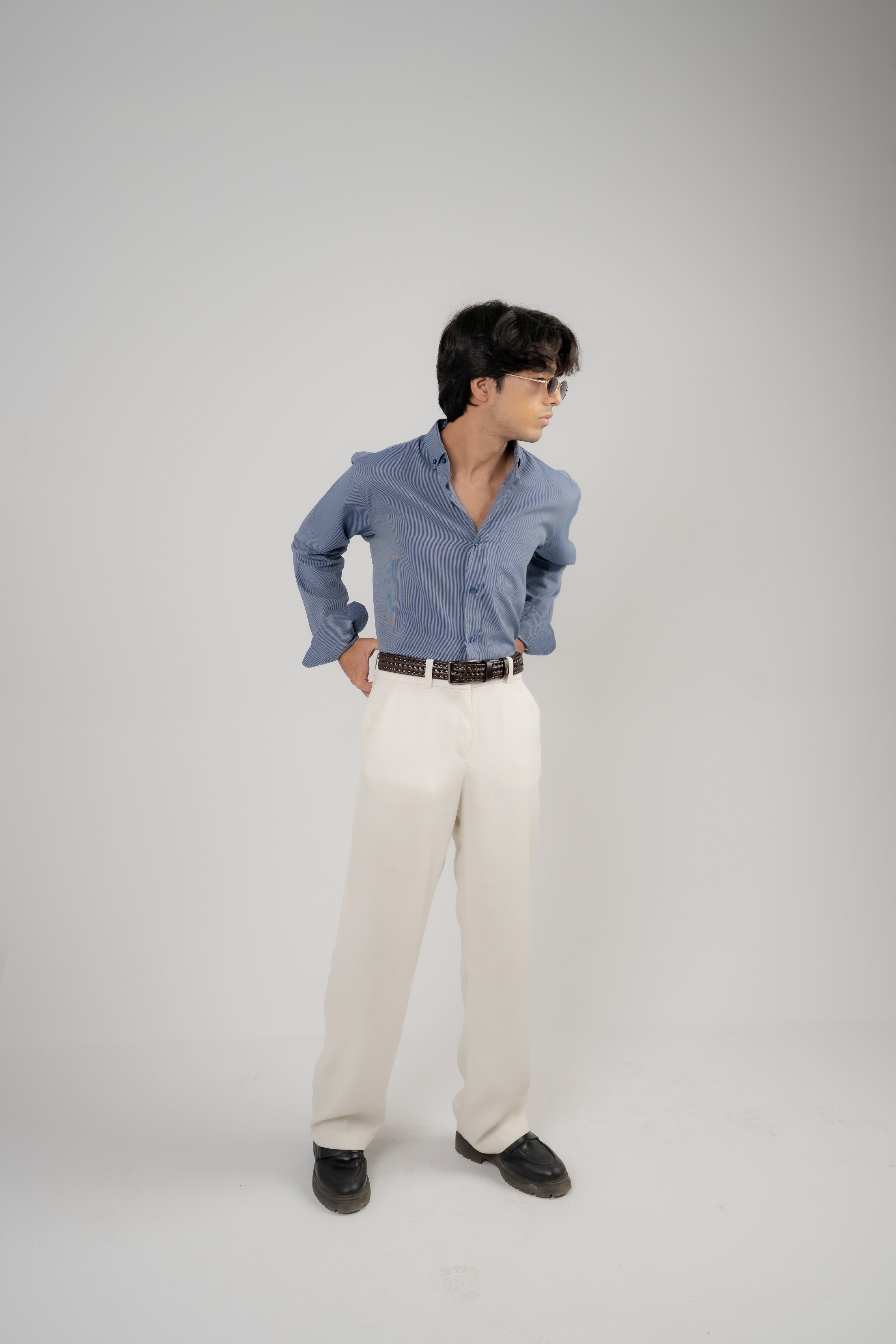 Men Casual Shirt Full Sleeves- Blue