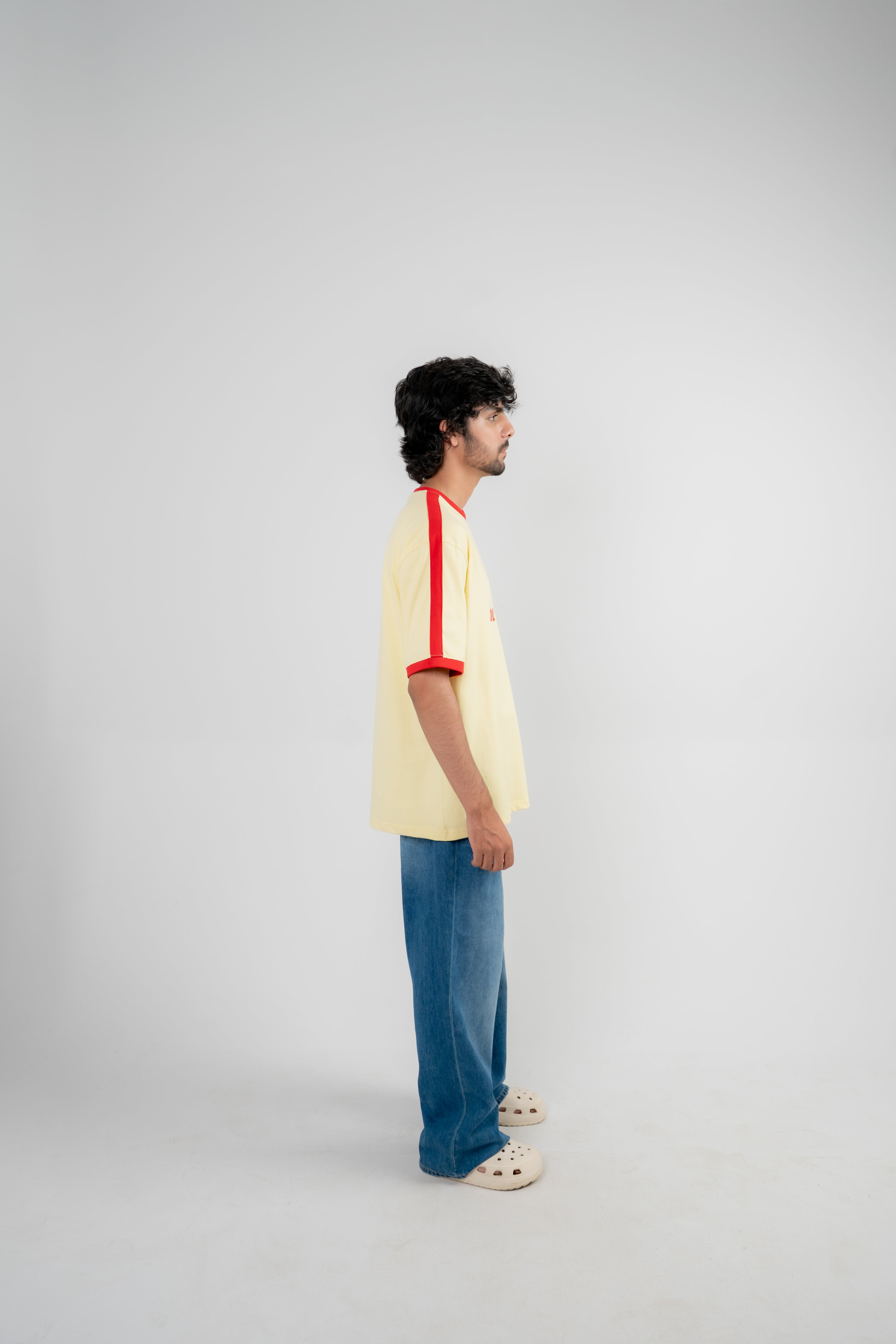 Round Neck Half Sleeves T-Shirt- Pastel Yellow