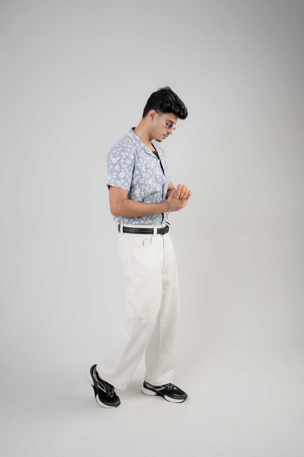 Men's Casual Shirt – Blue Floral