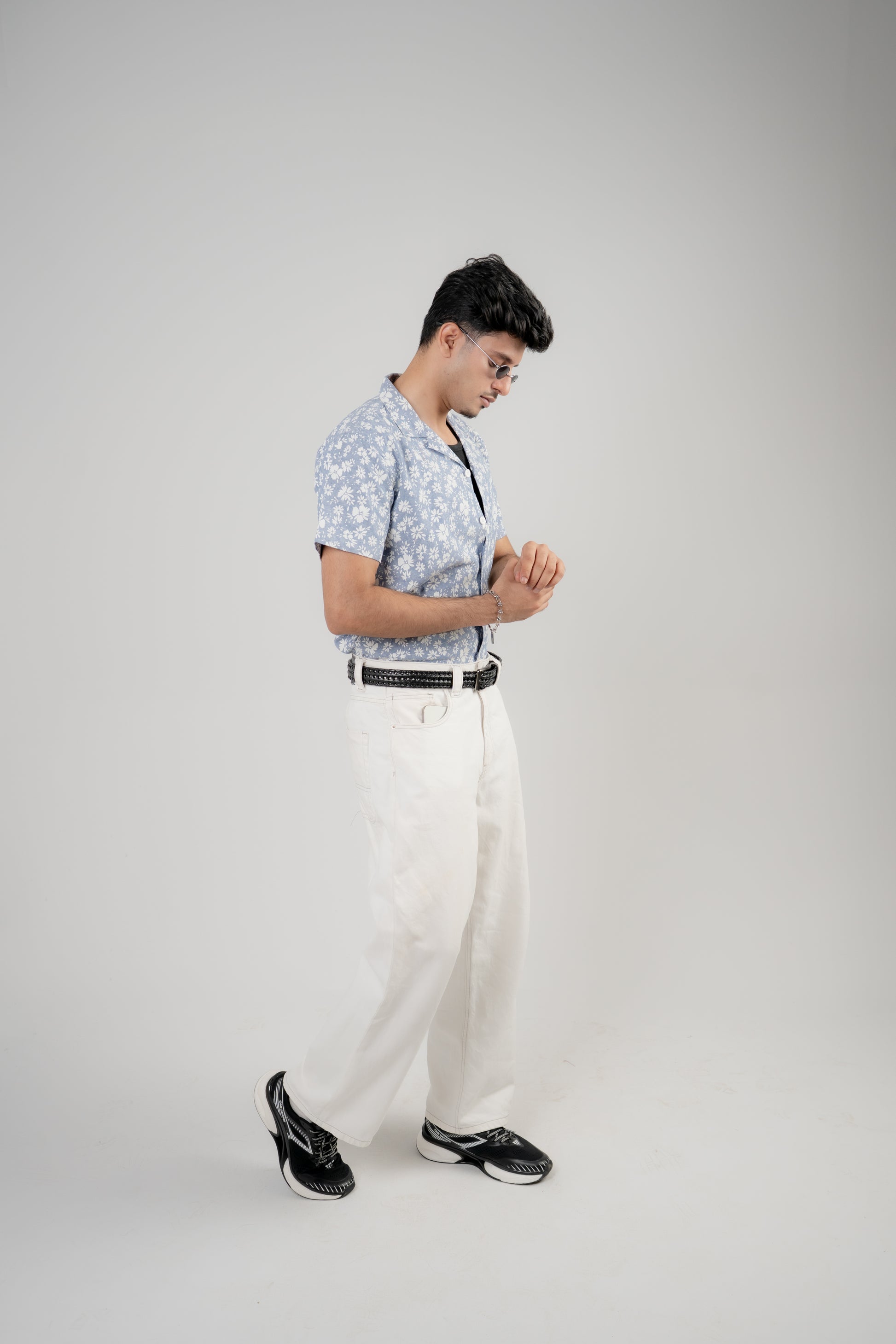 Men's Casual Shirt – Blue Floral