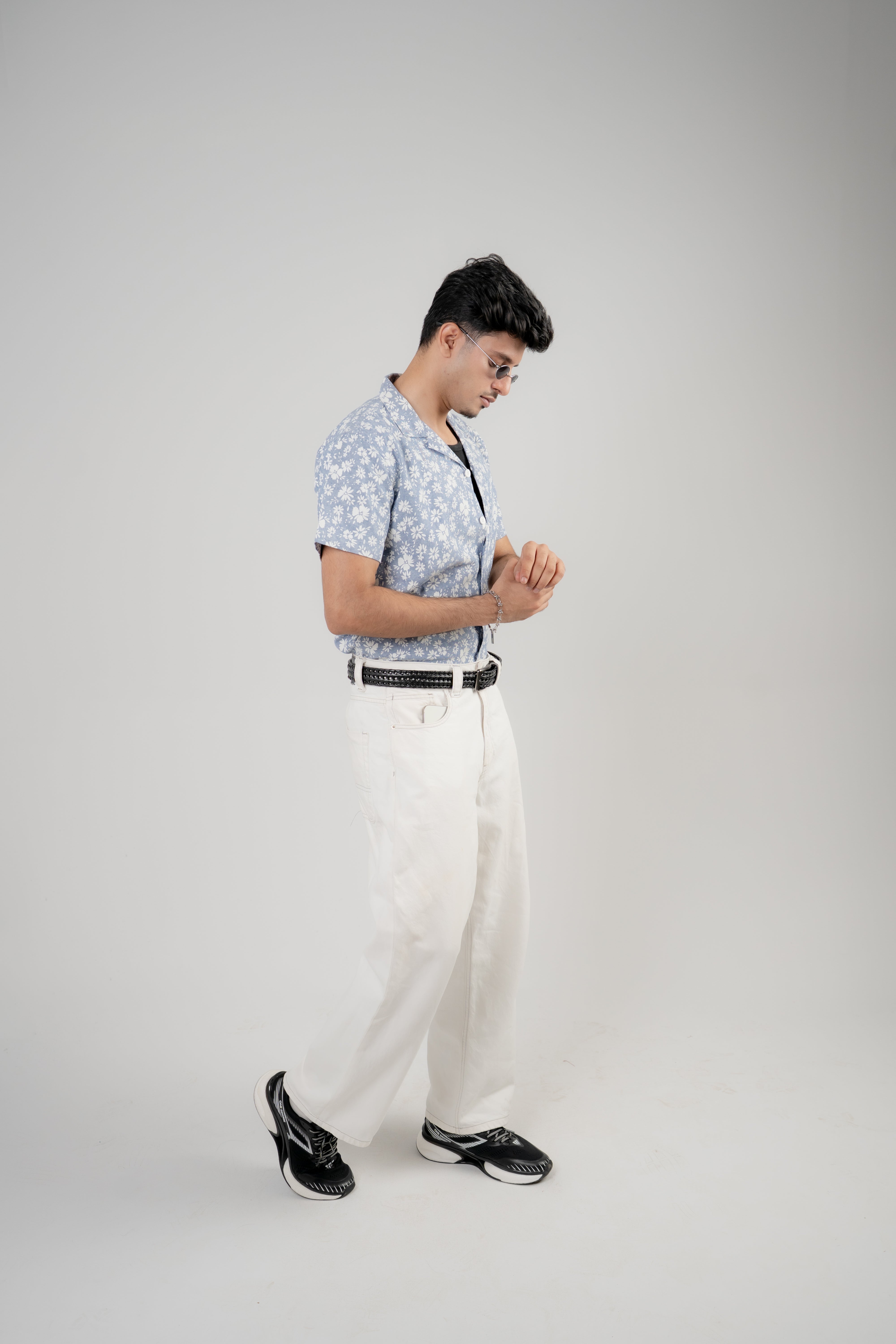 Men's Casual Shirt – Blue Floral