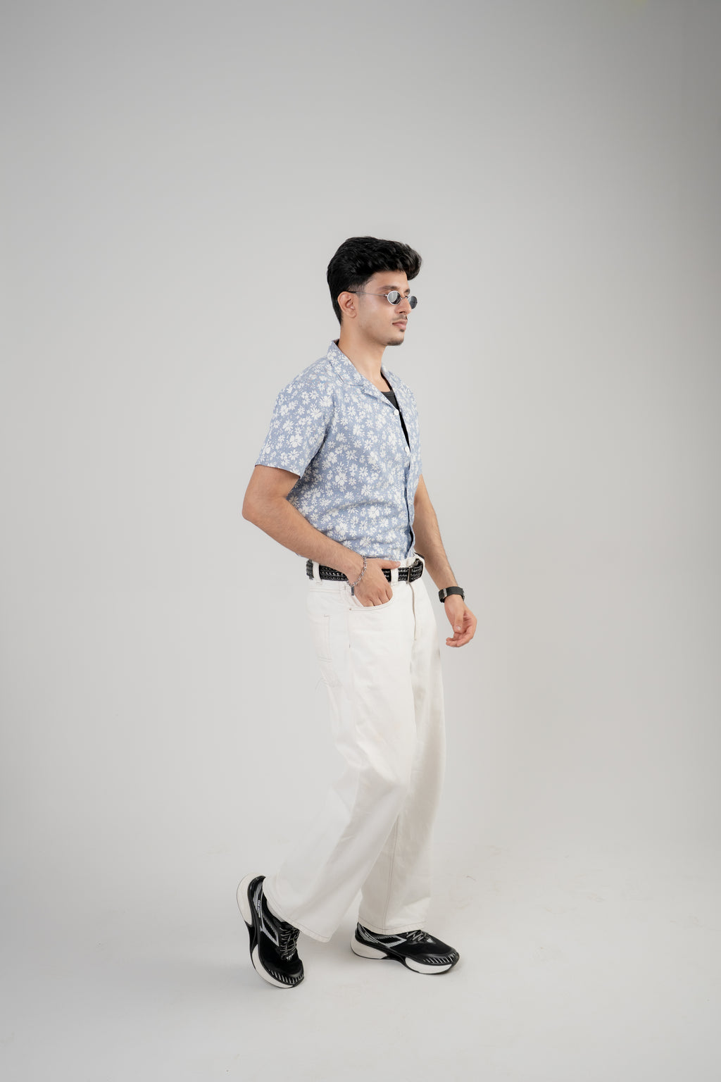 Men's Casual Shirt – Blue Floral