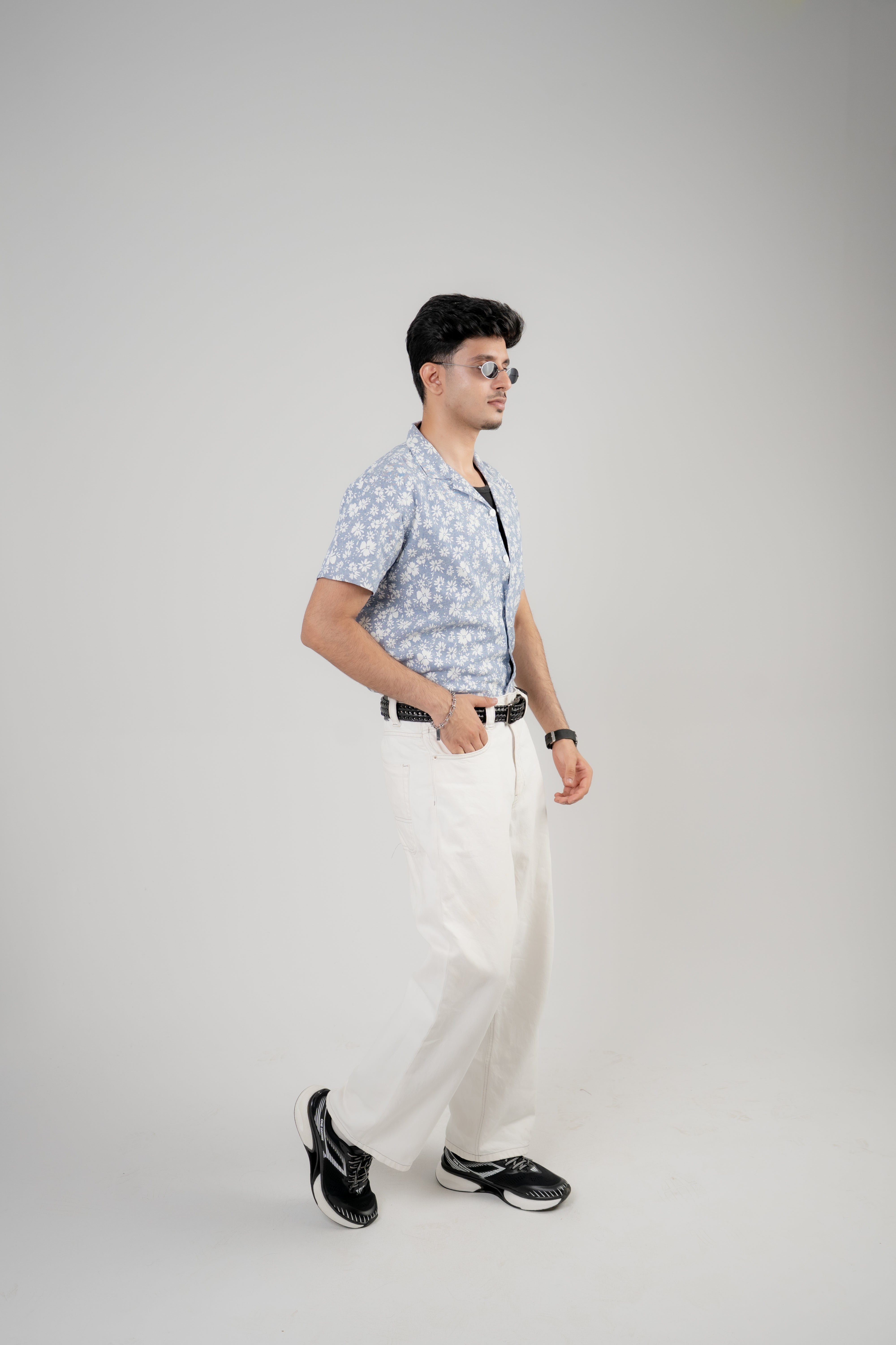 Men's Casual Shirt – Blue Floral