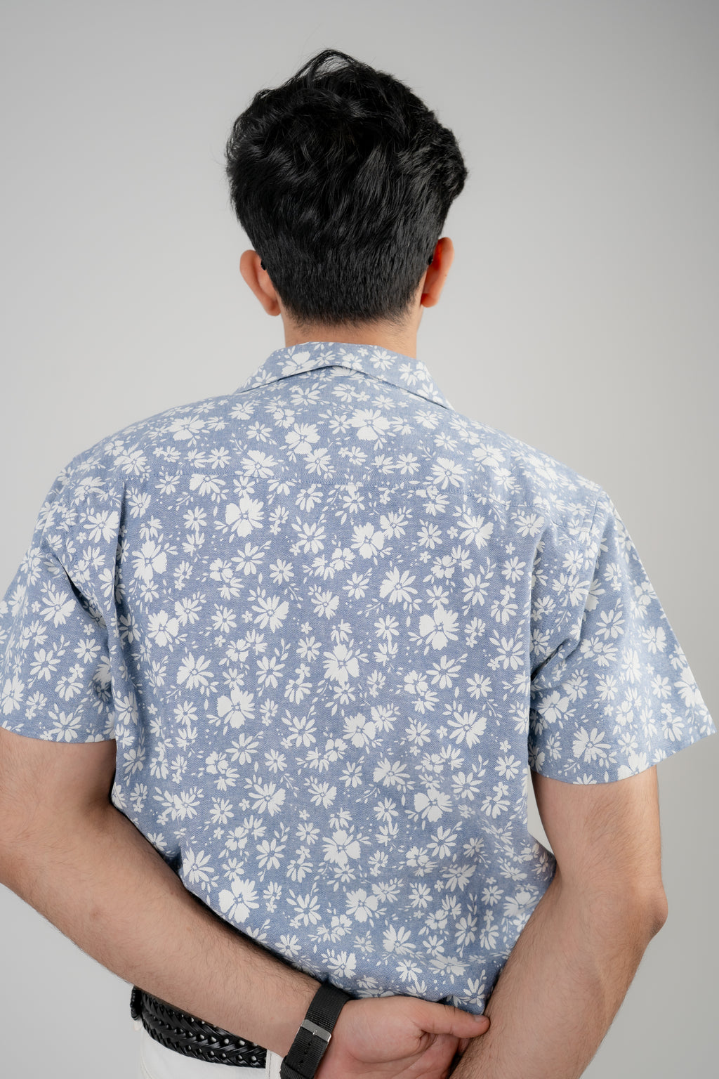 Men's Casual Shirt – Blue Floral