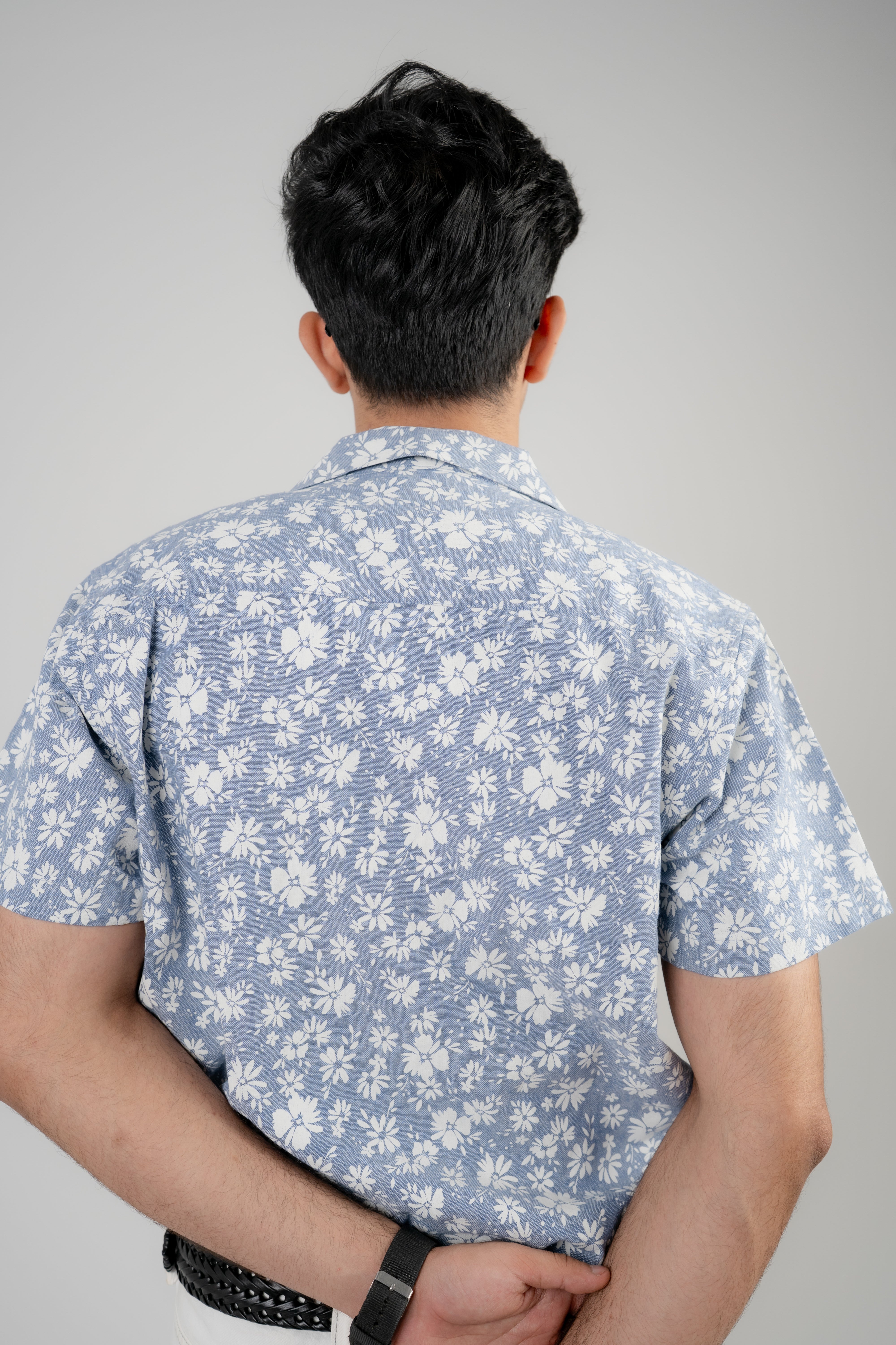 Men's Casual Shirt – Blue Floral