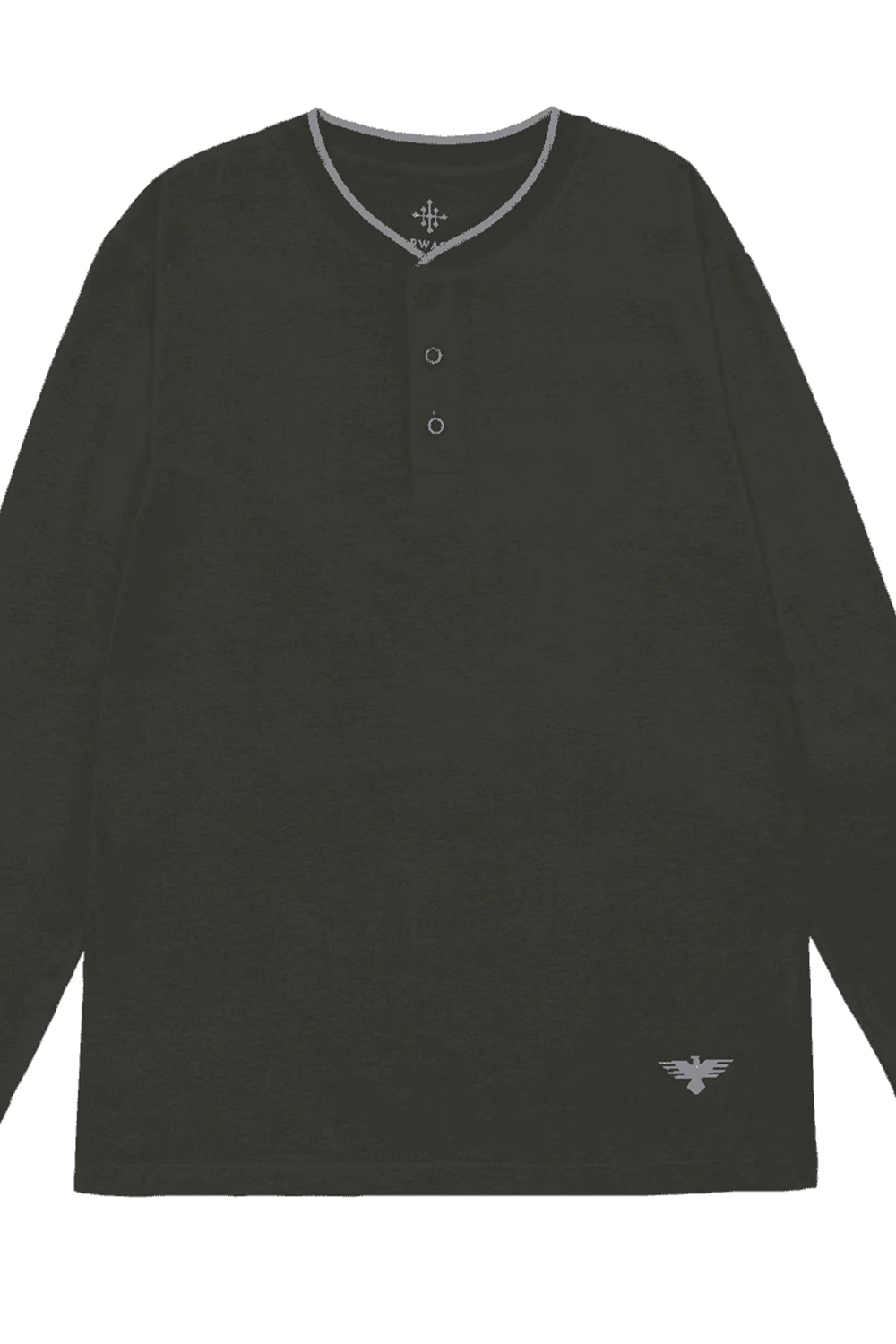 Men Ban Collar Full-Sleeve T-Shirt – Dark Charcoal