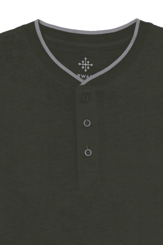 Men Ban Collar Full-Sleeve T-Shirt – Dark Charcoal