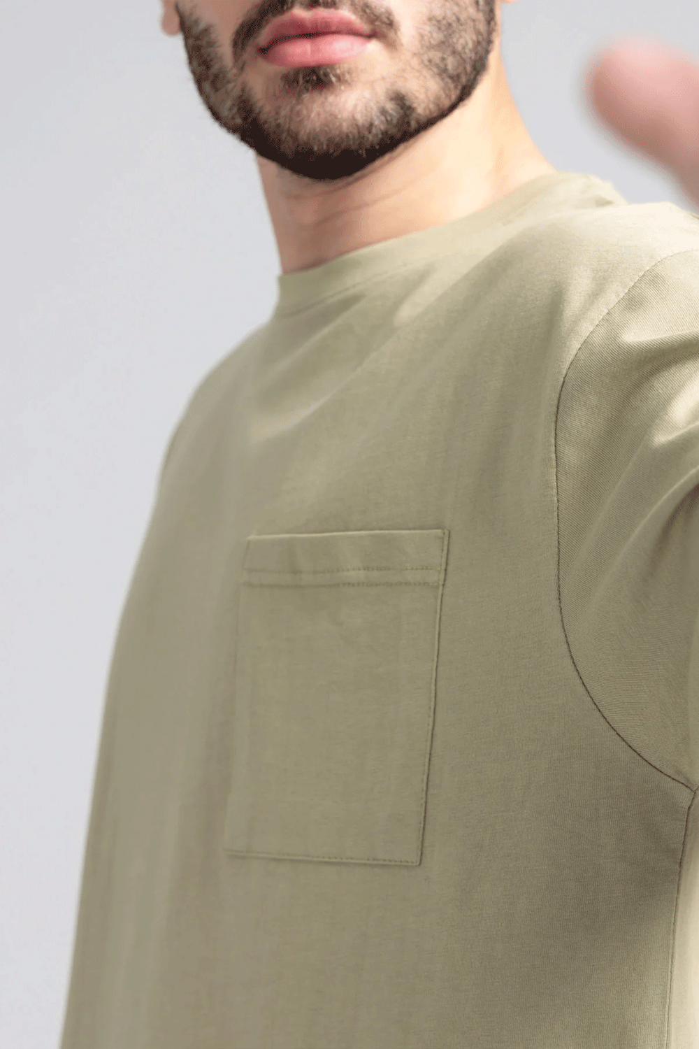 Men Boxy Fit Cotton T-Shirt - Grey Green