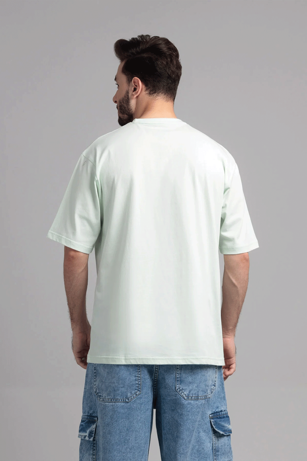 Men Boxy Fit Cotton T-Shirt - Hint of Mint