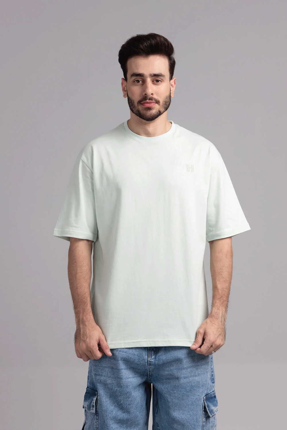Men Boxy Fit Cotton T-Shirt - Hint of Mint