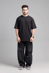 Men Boxy Fit Cotton T-Shirt - Jet Black