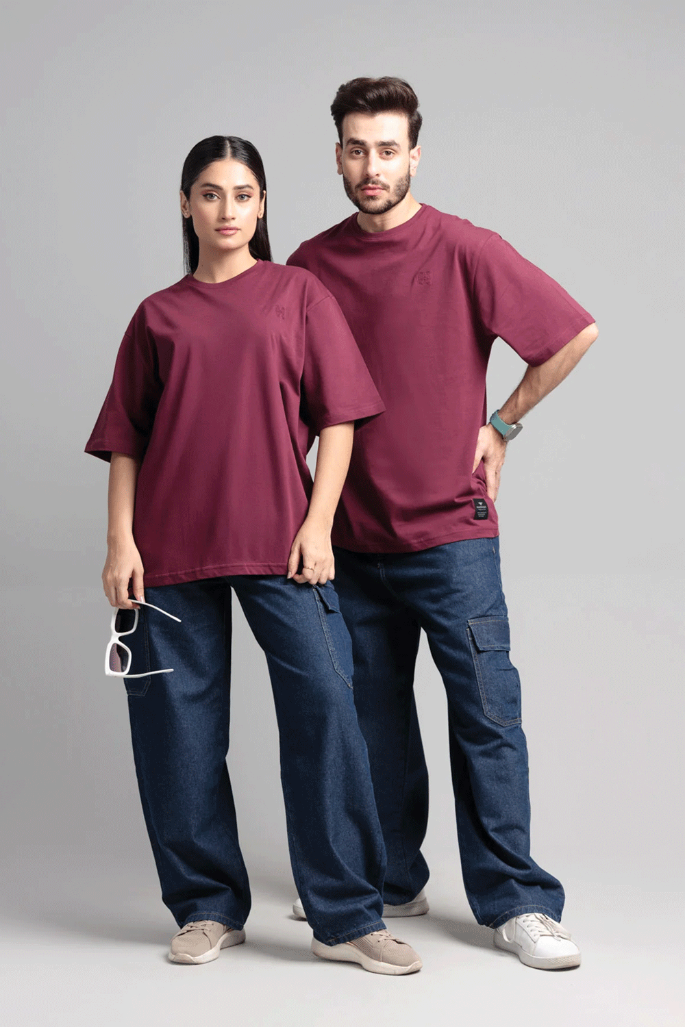Men Boxy Fit Cotton T-Shirt - Maroon