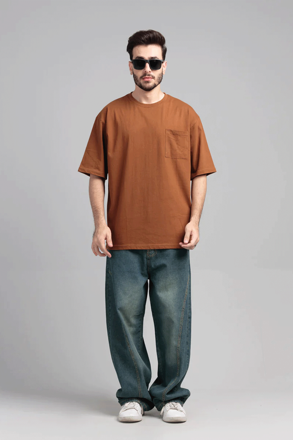 Men Boxy Fit Cotton T-Shirt - Monk Robe
