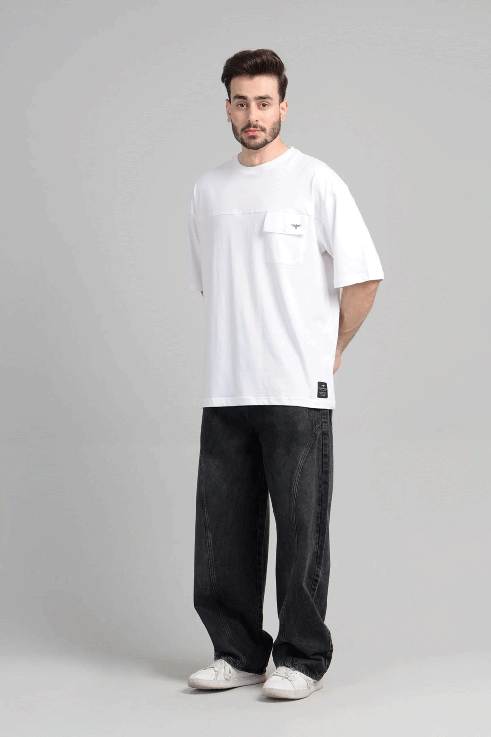 Men Boxy Fit Cotton T-Shirt - White