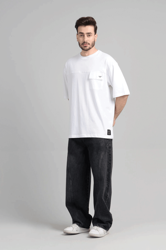 Men Boxy Fit Cotton T-Shirt - White
