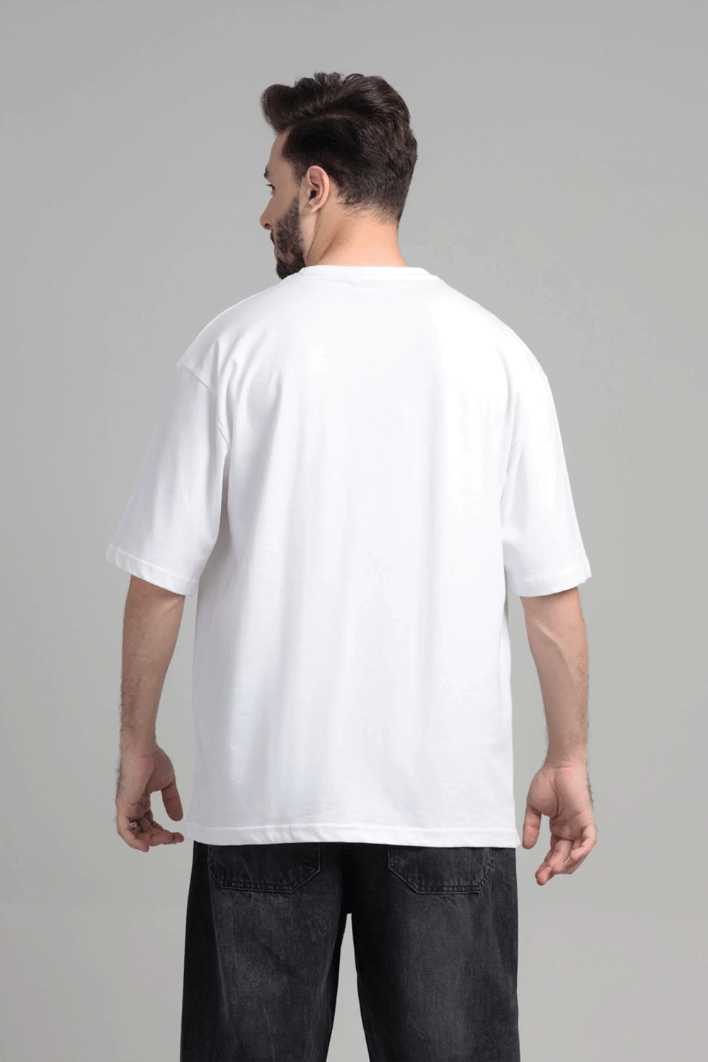 Men Boxy Fit Cotton T-Shirt - White