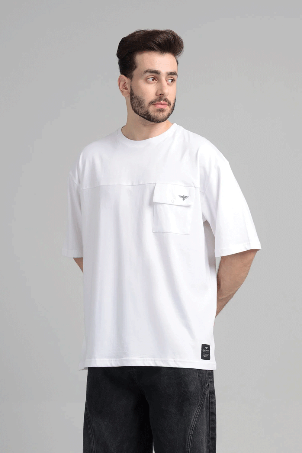 Men Boxy Fit Cotton T-Shirt - White