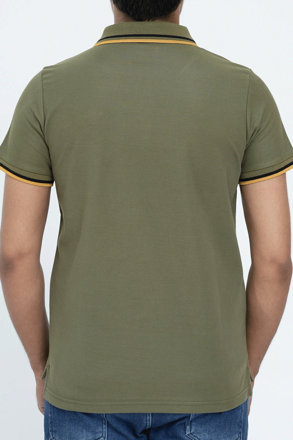 Men Contrast Tipping Polo Shirt - Olive Branch