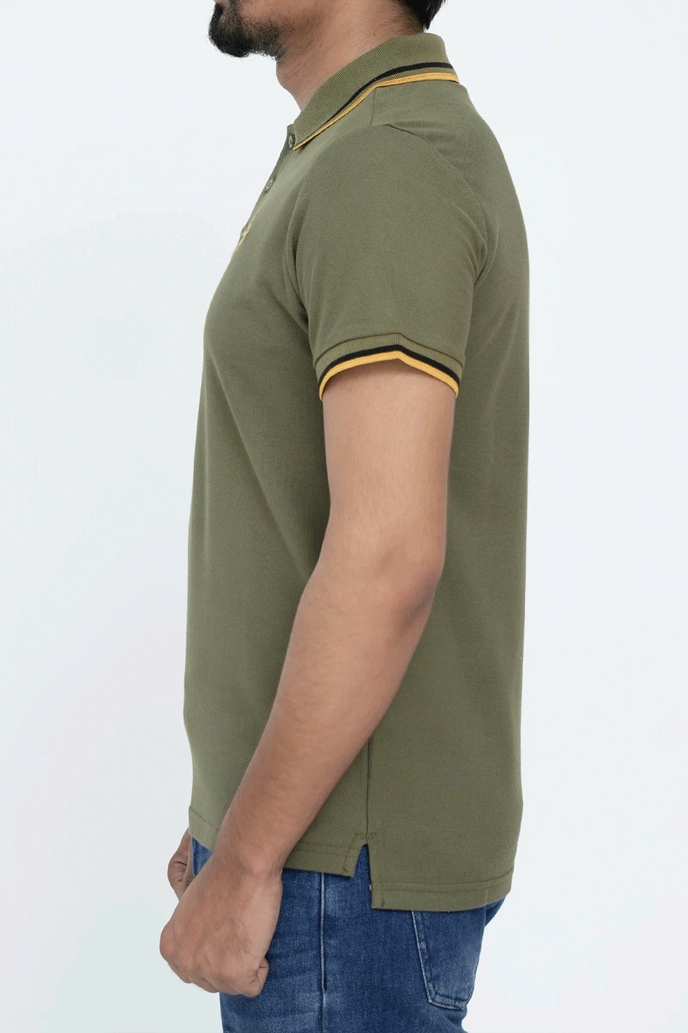 Men Contrast Tipping Polo Shirt - Olive Branch