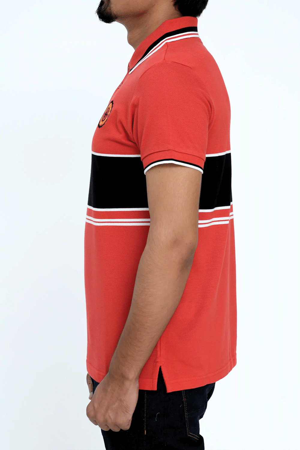Men Dyed Yarn Polo Shirt - Red/Black