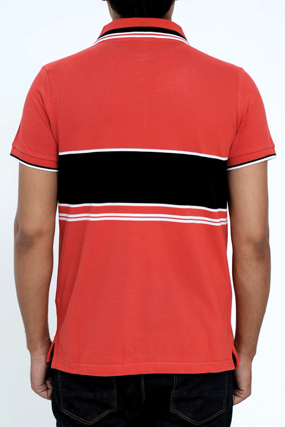 Men Dyed Yarn Polo Shirt - Red/Black