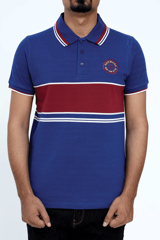 Men Dyed Yarn Polo Shirt - Sodalite Blue