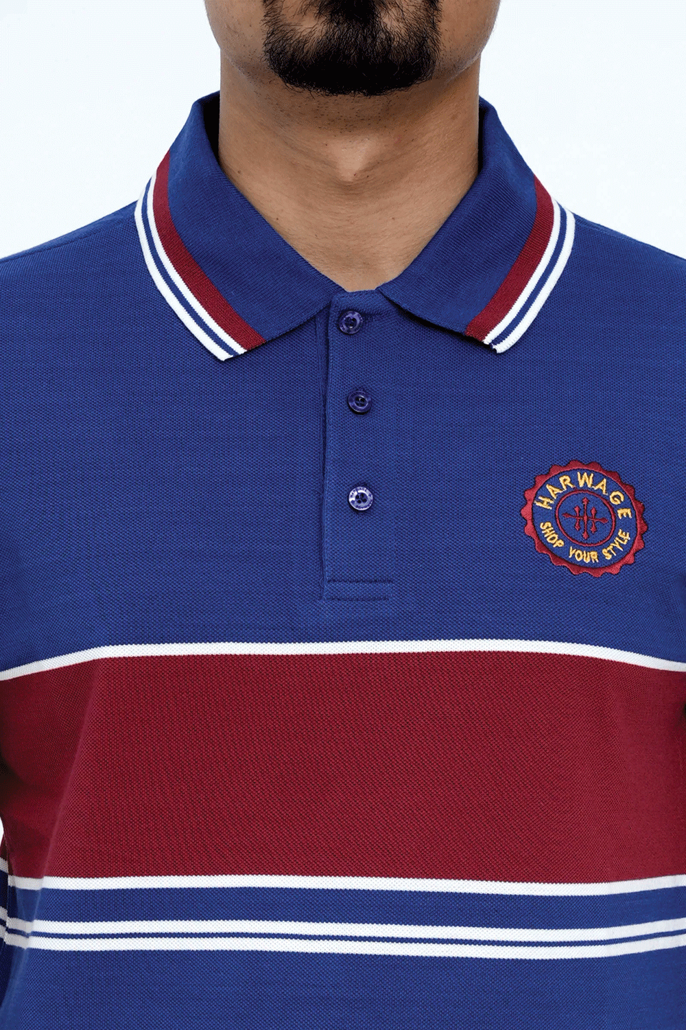 Men Dyed Yarn Polo Shirt - Sodalite Blue